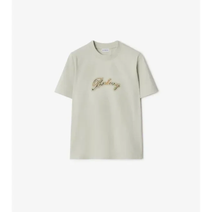 Check Cursive Logo Cotton T-Shirt