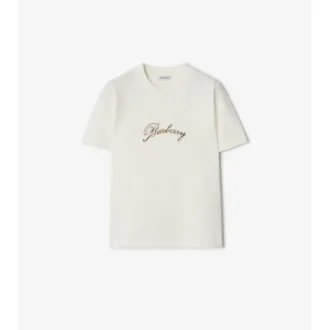 Check Cursive Logo Cotton T-Shirt