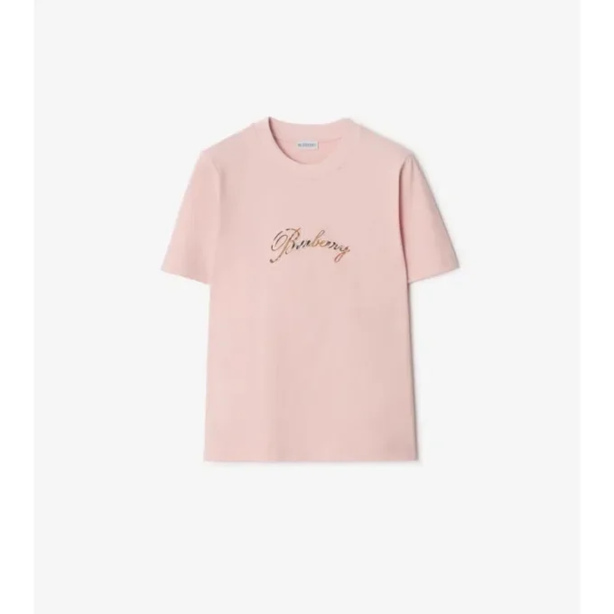 Check Cursive Logo Cotton T-Shirt