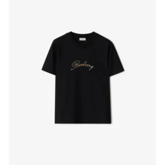 Check Cursive Logo Cotton T-Shirt