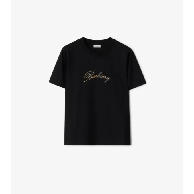 Check Cursive Logo Cotton T-Shirt