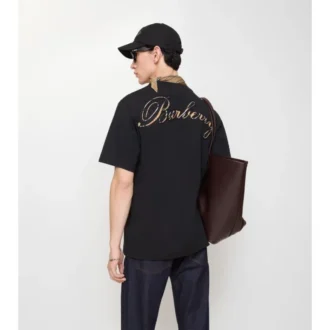 Check Cursive Logo Cotton T-Shirt