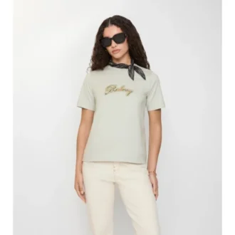 Check Cursive Logo Cotton T-Shirt