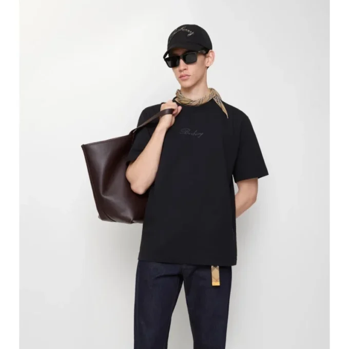 Check Cursive Logo Cotton T-Shirt