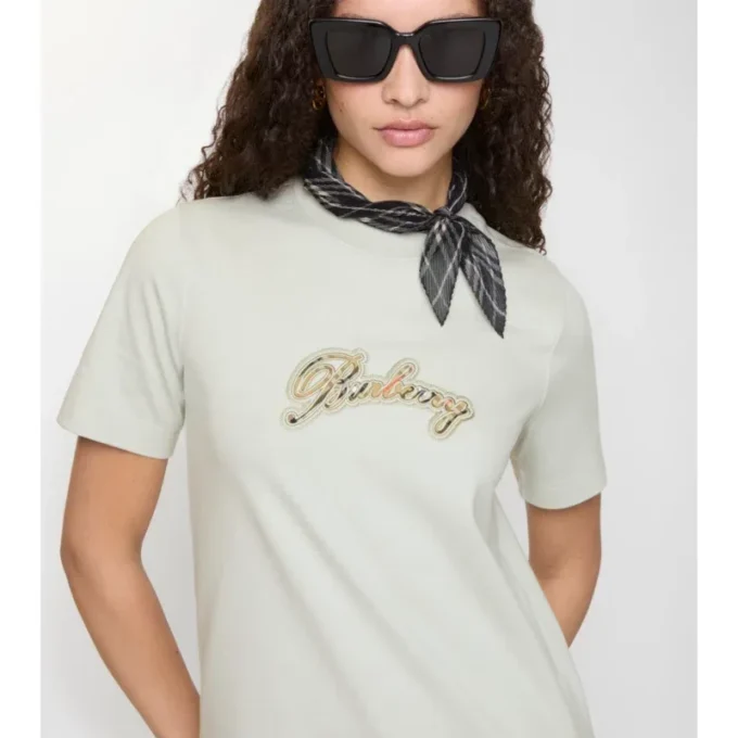 Check Cursive Logo Cotton T-Shirt