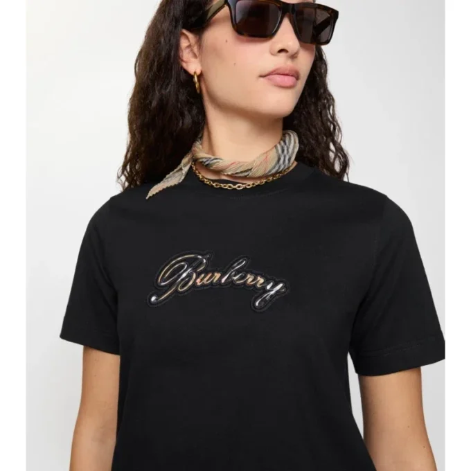 Check Cursive Logo Cotton T-Shirt