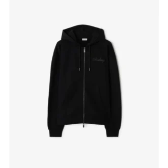Check Cursive Logo Cotton Zip Hoodie