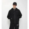 Check Cursive Logo Cotton Zip Hoodie
