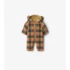 Check Fleece Hooded Jumpsuit
