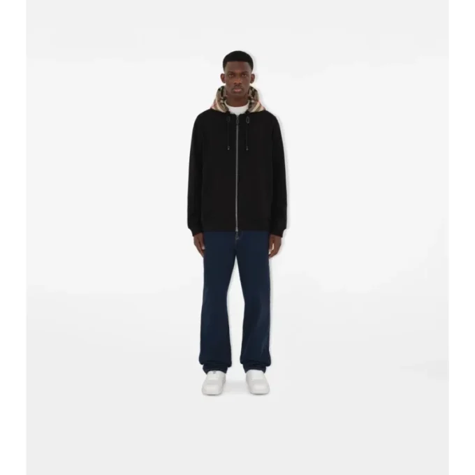 Check Hood Cotton Zip Hoodie