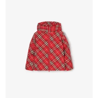 Check Hooded Puffer Coat