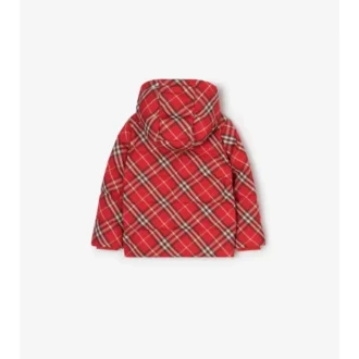 Check Hooded Puffer Coat