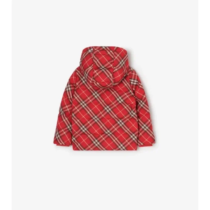 Check Hooded Puffer Coat
