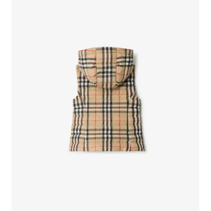 Check Hooded Puffer Gilet