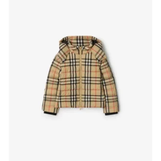 Check Hooded Puffer Jacket