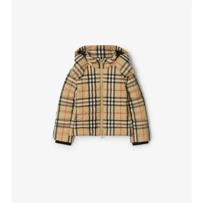 Check Hooded Puffer Jacket