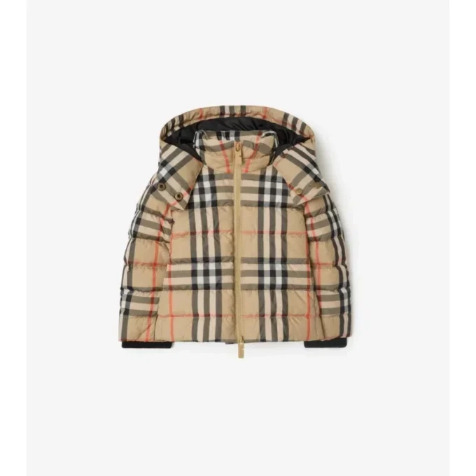 Check Hooded Puffer Jacket