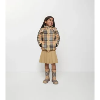 Check Hooded Puffer Jacket