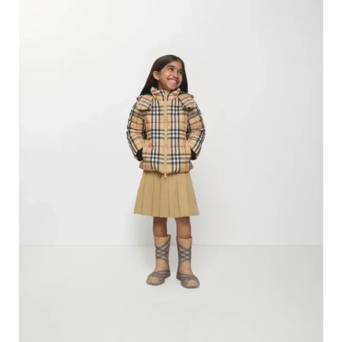 Check Hooded Puffer Jacket
