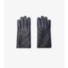 Check Intarsia Leather Gloves