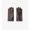 Check Intarsia Leather Gloves
