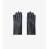Check Intarsia Leather Gloves