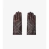 Check Intarsia Leather Gloves