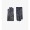 Check Intarsia Leather Gloves