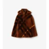 Check Intarsia Shearling Cape