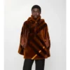 Check Intarsia Shearling Cape