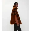 Check Intarsia Shearling Cape