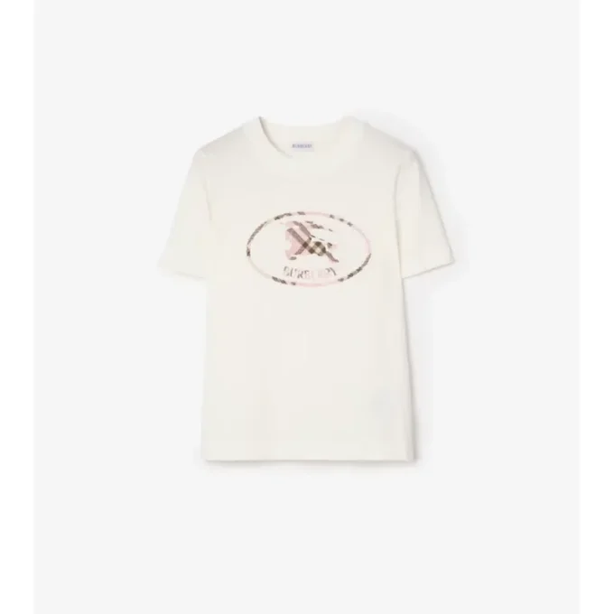 Check Knight Stamp Cotton T-Shirt