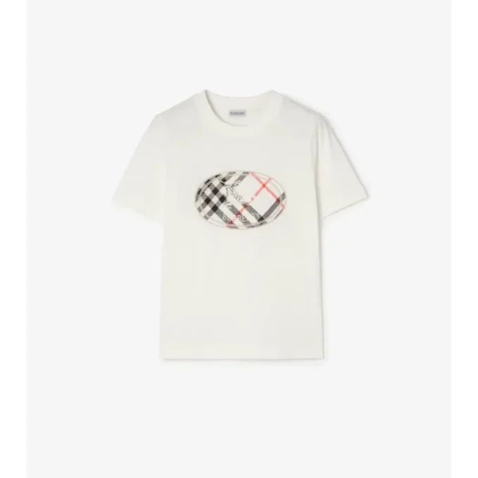 Check Knight Stamp Cotton T-Shirt