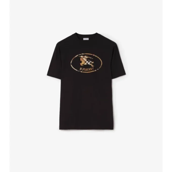 Check Knight Stamp Cotton T-Shirt