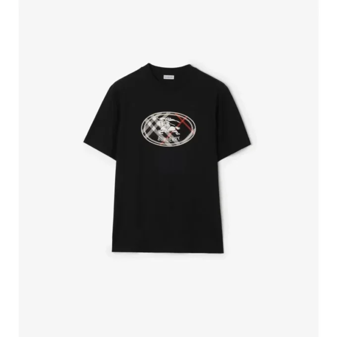 Check Knight Stamp Cotton T-Shirt