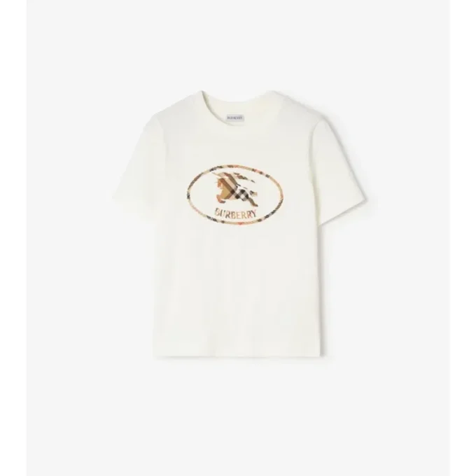 Check Knight Stamp Cotton T-Shirt