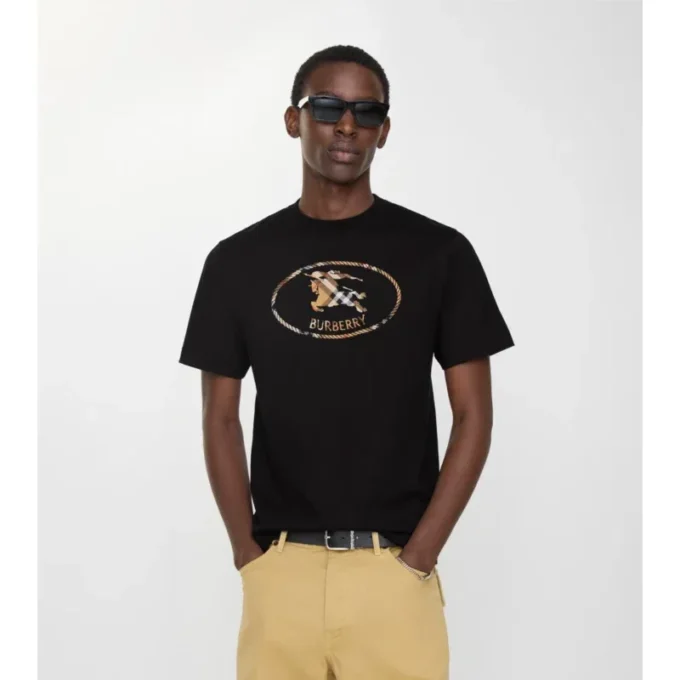 Check Knight Stamp Cotton T-Shirt