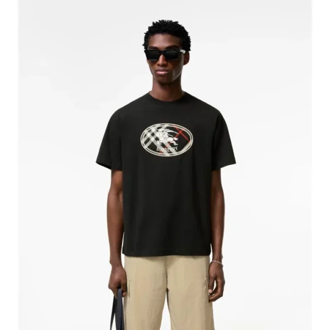 Check Knight Stamp Cotton T-Shirt