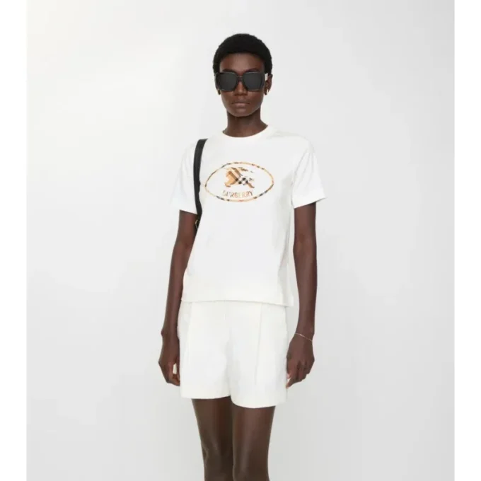 Check Knight Stamp Cotton T-Shirt