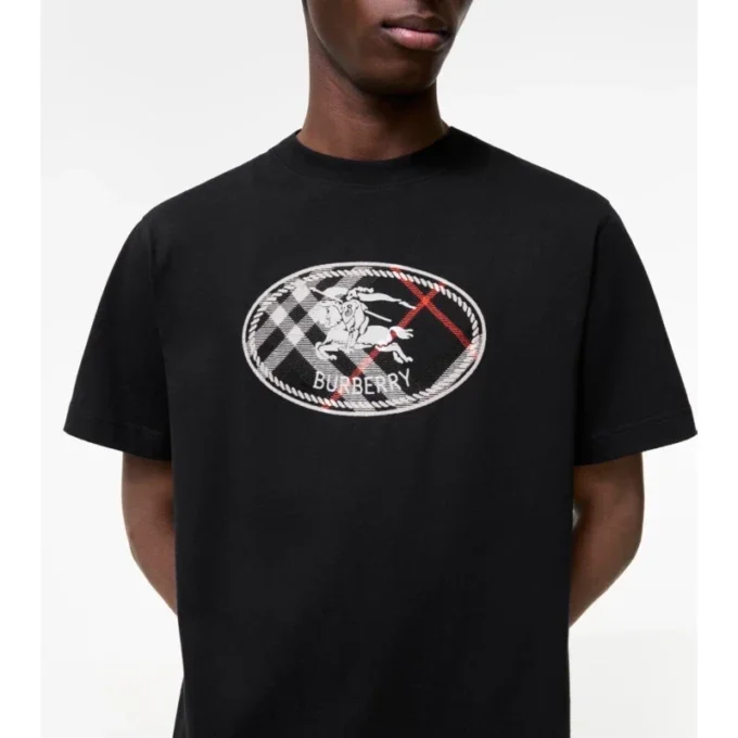 Check Knight Stamp Cotton T-Shirt