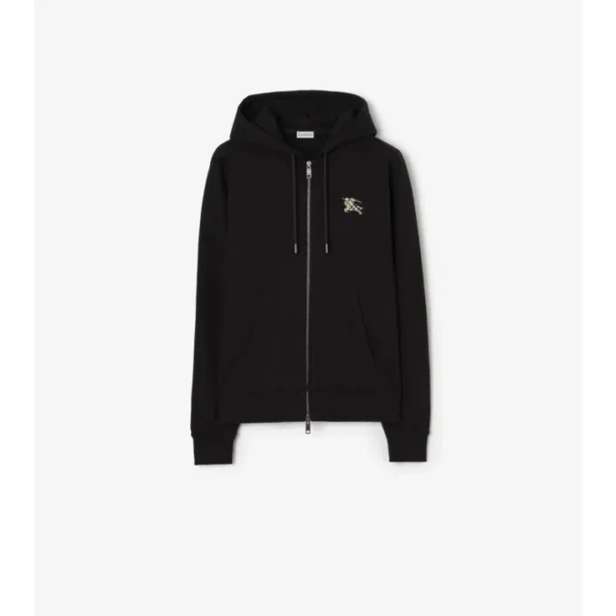 Check Knight Stamp Cotton Zip Hoodie