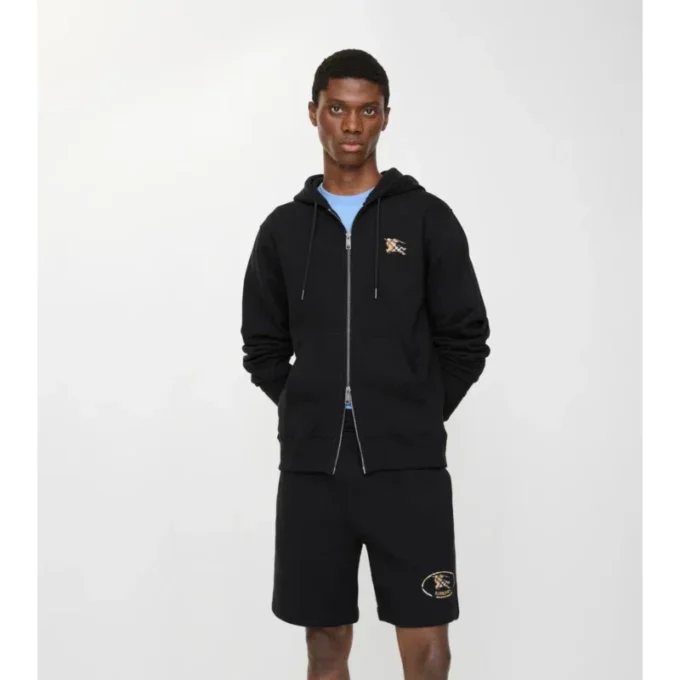 Check Knight Stamp Cotton Zip Hoodie