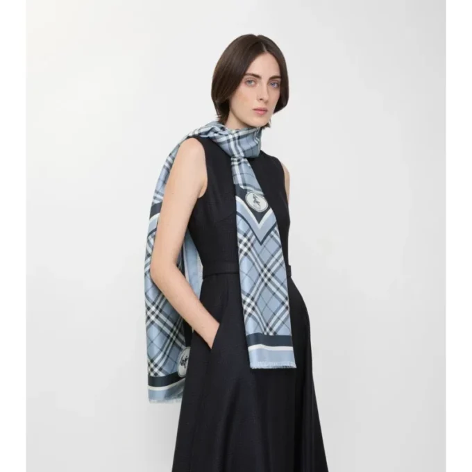 Check Knight Stamp Silk Scarf