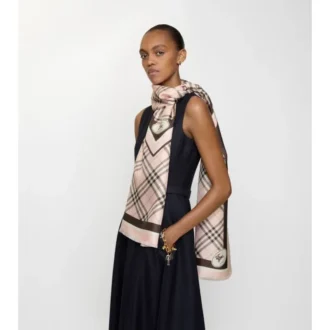 Check Knight Stamp Silk Scarf