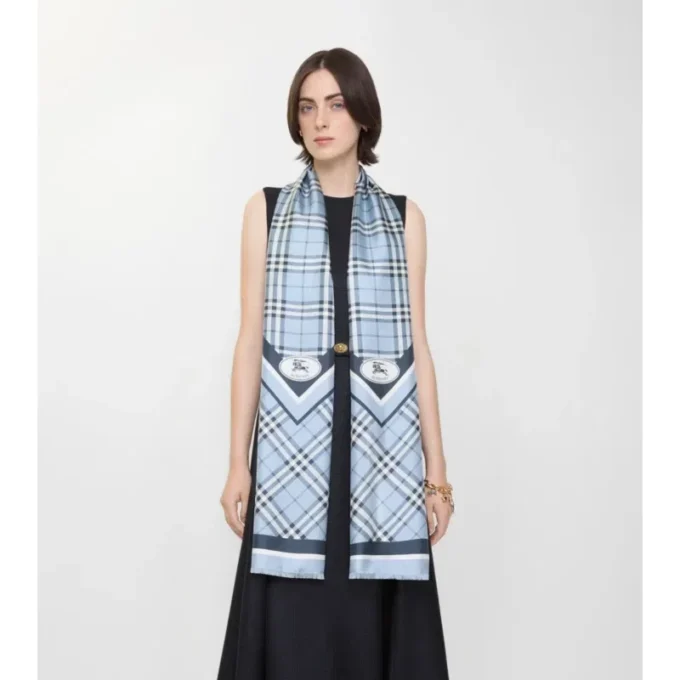 Check Knight Stamp Silk Scarf