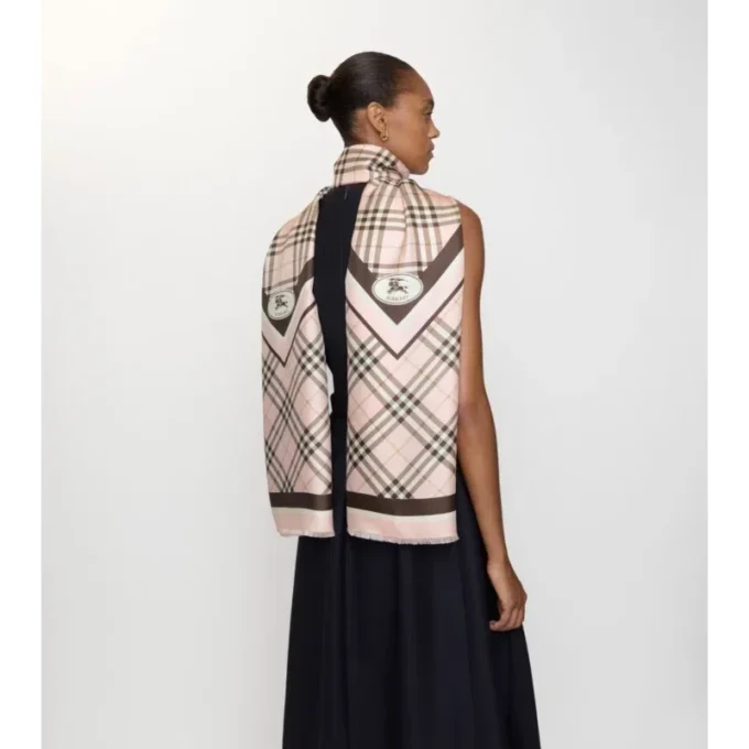 Check Knight Stamp Silk Scarf
