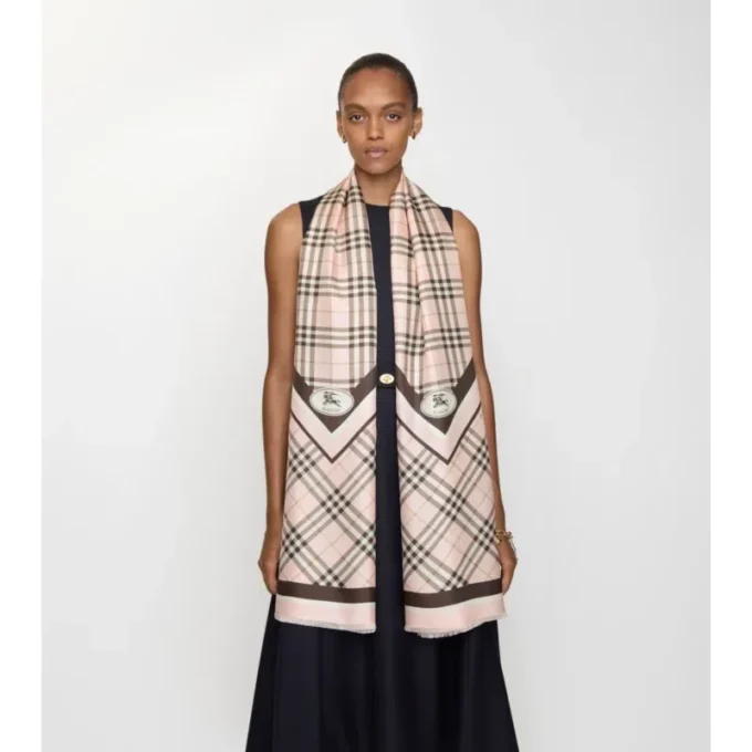 Check Knight Stamp Silk Scarf