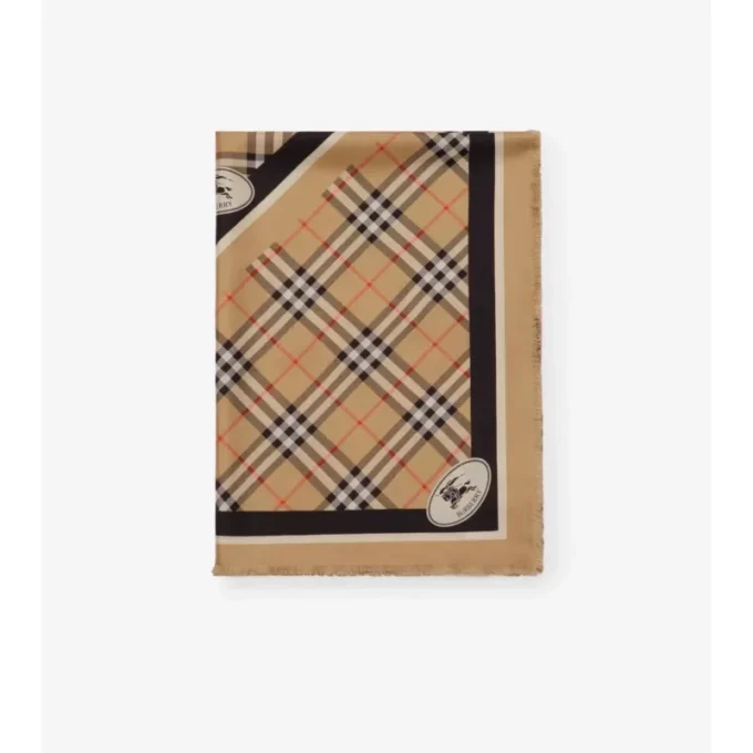 Check Knight Stamp Silk Scarf