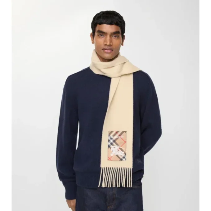 Check Label Cashmere Scarf