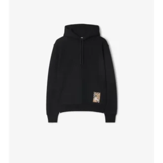 Check Label Cotton Hoodie